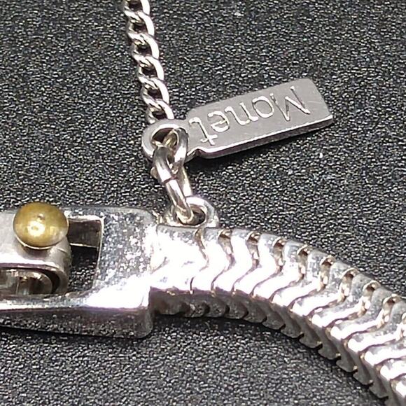 Vintage Monet Mid-Century Snake Chain Bracelet, Engravable Disk, 7 Inches - Picture 2 of 13